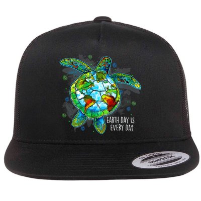 Earth Day 2024 Restore Recycle Sea Turtle Save The Planet Flat Bill Trucker Hat