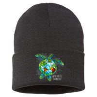 Earth Day 2024 Restore Recycle Sea Turtle Save The Planet Sustainable Knit Beanie