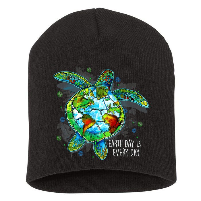 Earth Day 2024 Restore Recycle Sea Turtle Save The Planet Short Acrylic Beanie