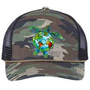 Earth Day 2024 Restore Recycle Sea Turtle Save The Planet Retro Rope Trucker Hat Cap