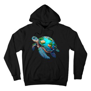 Earth Day 2024 Restore Earth Sea Turtle Art Save The Planet Hoodie