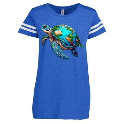 Earth Day 2024 Restore Earth Sea Turtle Art Save The Planet Enza Ladies Jersey Football T-Shirt