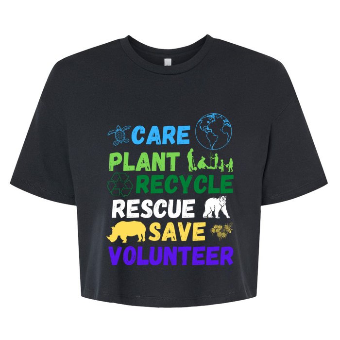 Earth Day 2024 Save Bees Rescue Animals Plant Trees Recycle Bella+Canvas Jersey Crop Tee