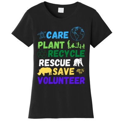 Earth Day 2024 Save Bees Rescue Animals Plant Trees Recycle Women's T-Shirt