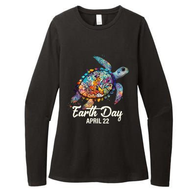 Earth Day 2024 Restore Earth Sea Turtle Art Save The Planet Womens CVC Long Sleeve Shirt