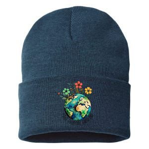 Earth Day 2024 Funny Earth Day Make Everyday Earth Day Sustainable Knit Beanie