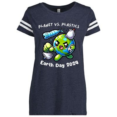 Earth Day 2024 Planet Vs Plastics Enza Ladies Jersey Football T-Shirt