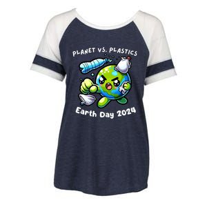 Earth Day 2024 Planet Vs Plastics Enza Ladies Jersey Colorblock Tee