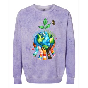 Earth Day 2024 Everyday Protect Environment Save The Planet Colorblast Crewneck Sweatshirt