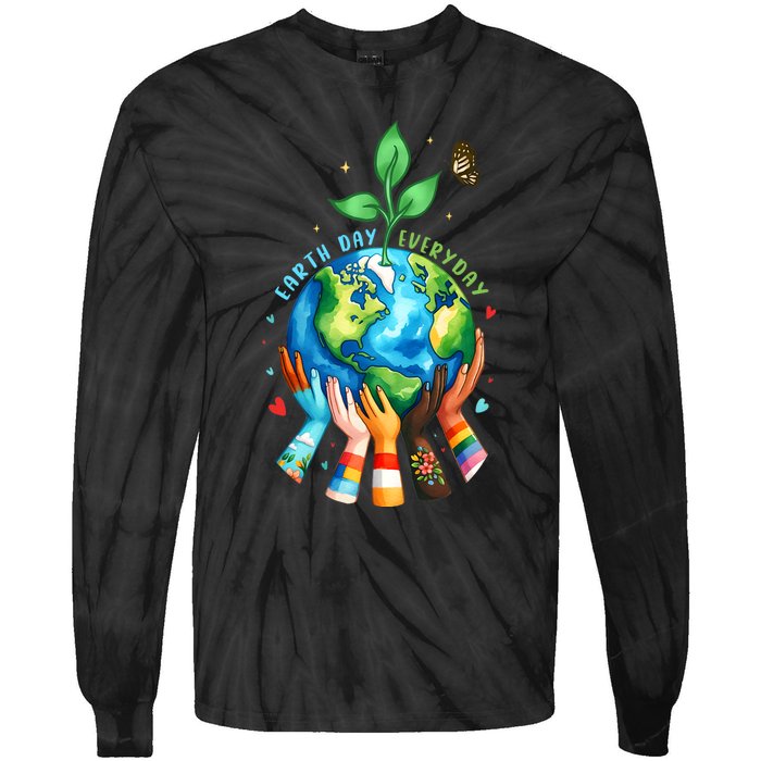 Earth Day 2024 Everyday Protect Environment Save The Planet Tie-Dye Long Sleeve Shirt