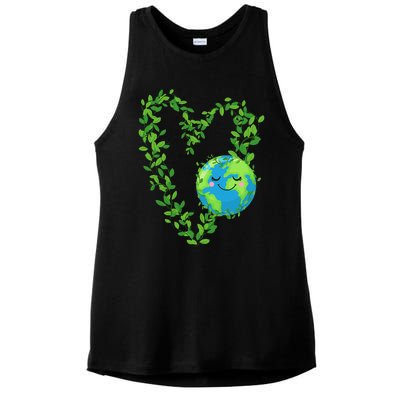 Earth Day 2024 Heart Earth Day Love Ladies PosiCharge Tri-Blend Wicking Tank