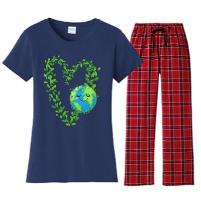 Earth Day 2024 Heart Earth Day Love Women's Flannel Pajama Set