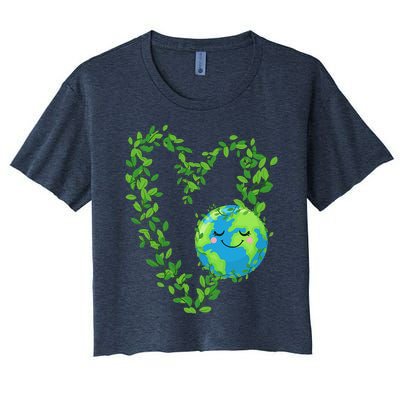 Earth Day 2024 Heart Earth Day Love Women's Crop Top Tee