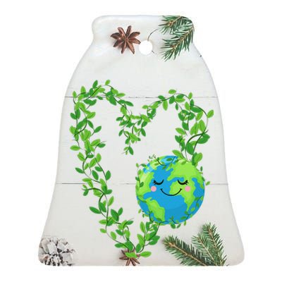 Earth Day 2024 Heart Earth Day Love Ceramic Bell Ornament