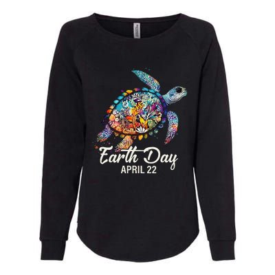 Earth Day 2024 Restore Earth Sea Turtle Art Save The Planet Womens California Wash Sweatshirt