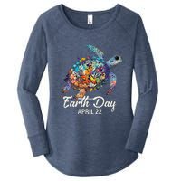 Earth Day 2024 Restore Earth Sea Turtle Art Save The Planet Women's Perfect Tri Tunic Long Sleeve Shirt