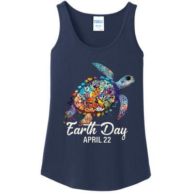 Earth Day 2024 Restore Earth Sea Turtle Art Save The Planet Ladies Essential Tank