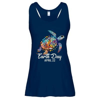 Earth Day 2024 Restore Earth Sea Turtle Art Save The Planet Ladies Essential Flowy Tank