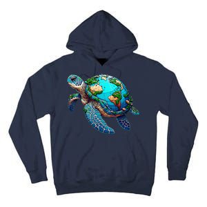 Earth Day 2024 Restore Earth Sea Turtle Art Save The Planet Tall Hoodie