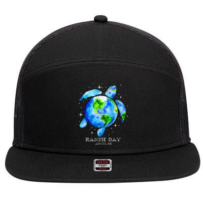 Earth Day 2024 Restore Earth Sea Turtle Art Save The Planet 7 Panel Mesh Trucker Snapback Hat