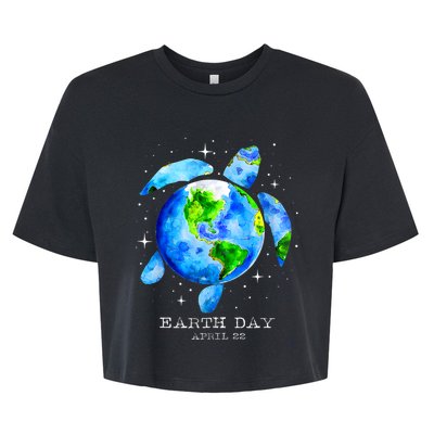 Earth Day 2024 Restore Earth Sea Turtle Art Save The Planet Bella+Canvas Jersey Crop Tee