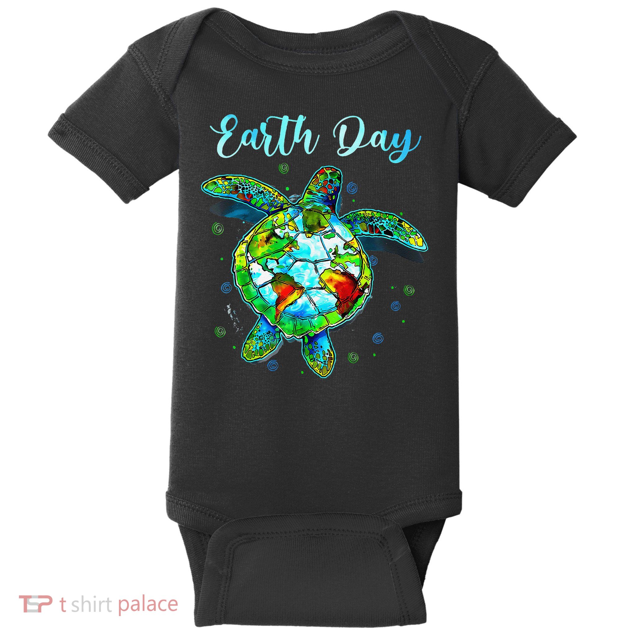 Earth Day 2025 Restore Earth Sea Turtle Art Save The Planet Baby Bodysuit