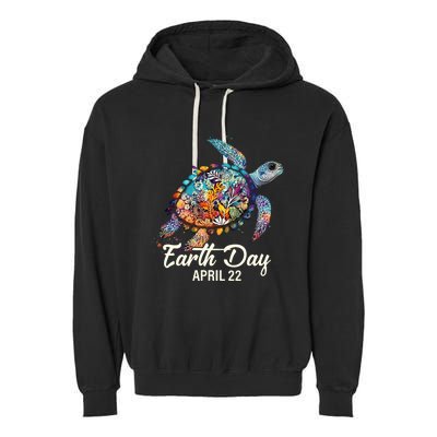 Earth Day 2024 Restore Earth Sea Turtle Art Save The Planet Garment-Dyed Fleece Hoodie