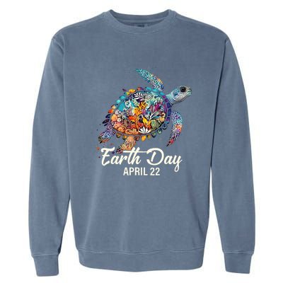 Earth Day 2024 Restore Earth Sea Turtle Art Save The Planet Garment-Dyed Sweatshirt