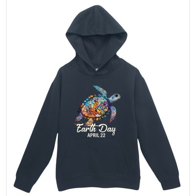 Earth Day 2024 Restore Earth Sea Turtle Art Save The Planet Urban Pullover Hoodie