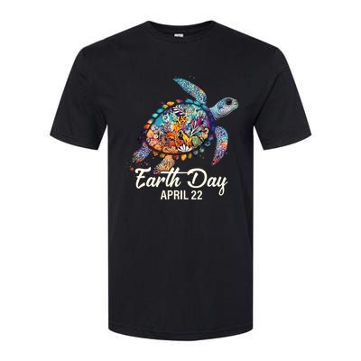 Earth Day 2024 Restore Earth Sea Turtle Art Save The Planet Softstyle CVC T-Shirt