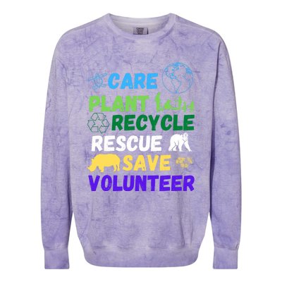 Earth Day 2024 Save Bees Rescue Animals Plant Trees Recycle Colorblast Crewneck Sweatshirt