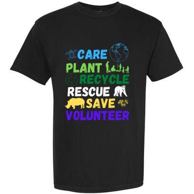 Earth Day 2024 Save Bees Rescue Animals Plant Trees Recycle Garment-Dyed Heavyweight T-Shirt