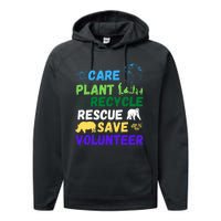 Earth Day 2024 Save Bees Rescue Animals Plant Trees Recycle Performance Fleece Hoodie