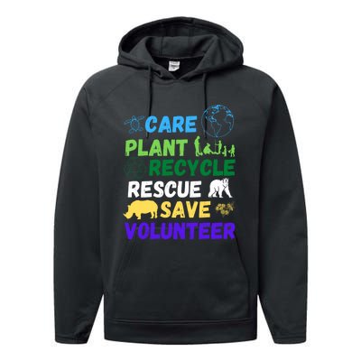 Earth Day 2024 Save Bees Rescue Animals Plant Trees Recycle Performance Fleece Hoodie