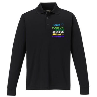 Earth Day 2024 Save Bees Rescue Animals Plant Trees Recycle Performance Long Sleeve Polo