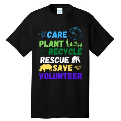 Earth Day 2024 Save Bees Rescue Animals Plant Trees Recycle Tall T-Shirt