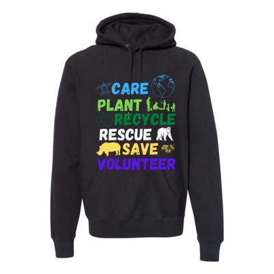 Earth Day 2024 Save Bees Rescue Animals Plant Trees Recycle Premium Hoodie