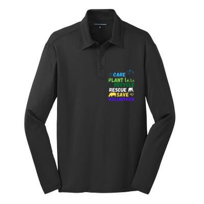 Earth Day 2024 Save Bees Rescue Animals Plant Trees Recycle Silk Touch Performance Long Sleeve Polo