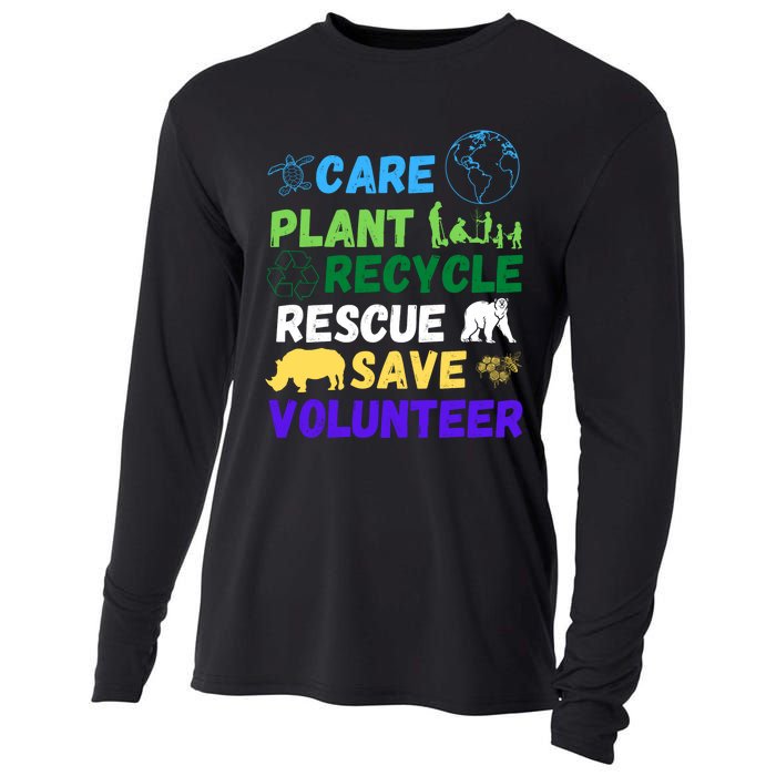 Earth Day 2024 Save Bees Rescue Animals Plant Trees Recycle Cooling Performance Long Sleeve Crew