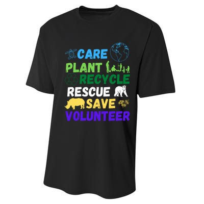 Earth Day 2024 Save Bees Rescue Animals Plant Trees Recycle Performance Sprint T-Shirt