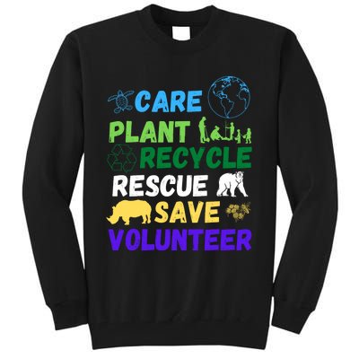 Earth Day 2024 Save Bees Rescue Animals Plant Trees Recycle Tall Sweatshirt