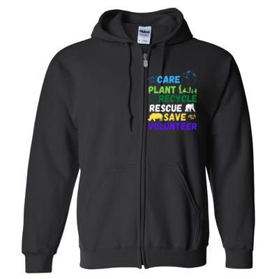 Earth Day 2024 Save Bees Rescue Animals Plant Trees Recycle Full Zip Hoodie