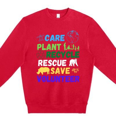 Earth Day 2024 Save Bees Rescue Animals Plant Trees Recycle Premium Crewneck Sweatshirt