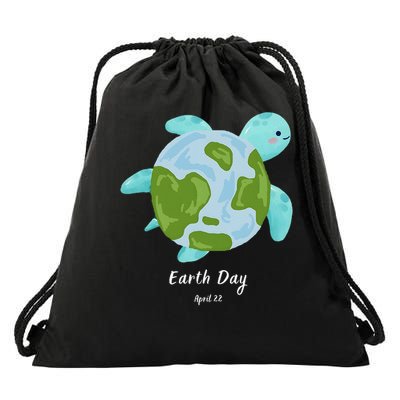 Earth Day 2025 Restore Turtle Art Save the Planet Sea Drawstring Bag