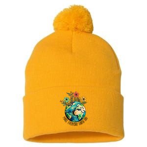 Earth Day 2024 Funny Earth Day Make Everyday Earth Day Pom Pom 12in Knit Beanie