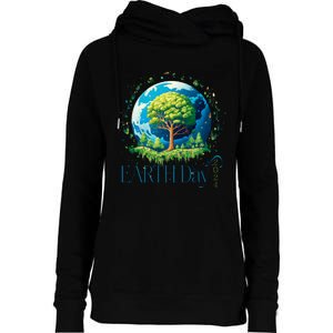 Earth Day 2024 Environmental International Awareness Womens Funnel Neck Pullover Hood