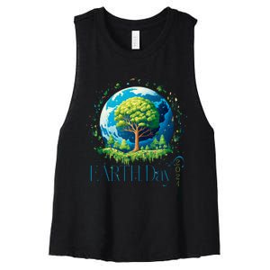 Earth Day 2024 Environmental International Awareness Women's Racerback Cropped Tank