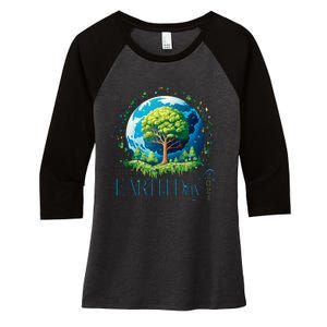 Earth Day 2024 Environmental International Awareness Women's Tri-Blend 3/4-Sleeve Raglan Shirt