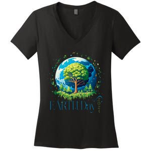 Earth Day 2024 Environmental International Awareness Women's V-Neck T-Shirt