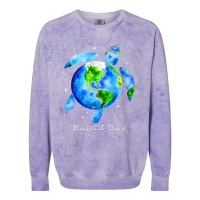 Earth Day 2024 Restore Earth Sea Turtle Art Save The Planet Colorblast Crewneck Sweatshirt